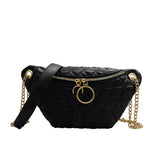 Women Chest Bag PU Leather Waist Bag Chain Pocket Messenger Bag Fanny Packs Trav