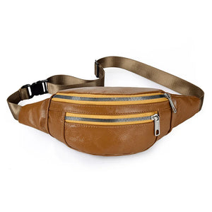 Leather Belt Bag Solid Crossbody Bag Hip Purse Unisex Fanny Pack