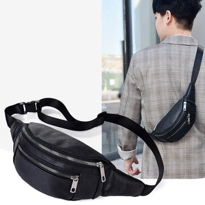 Leather Belt Bag Solid Crossbody Bag Hip Purse Unisex Fanny Pack