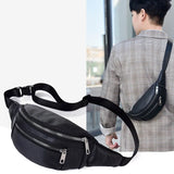 Leather Belt Bag Solid Crossbody Bag Hip Purse Unisex Fanny Pack
