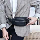 Leather Belt Bag Solid Crossbody Bag Hip Purse Unisex Fanny Pack