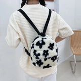 Floral Plush Rucksack Ladies Small Backpack Schoolbag
