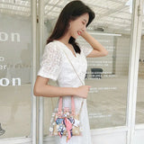 Women Daisy Pattern Shoulder Bag Chain Strap Messenger Handbag