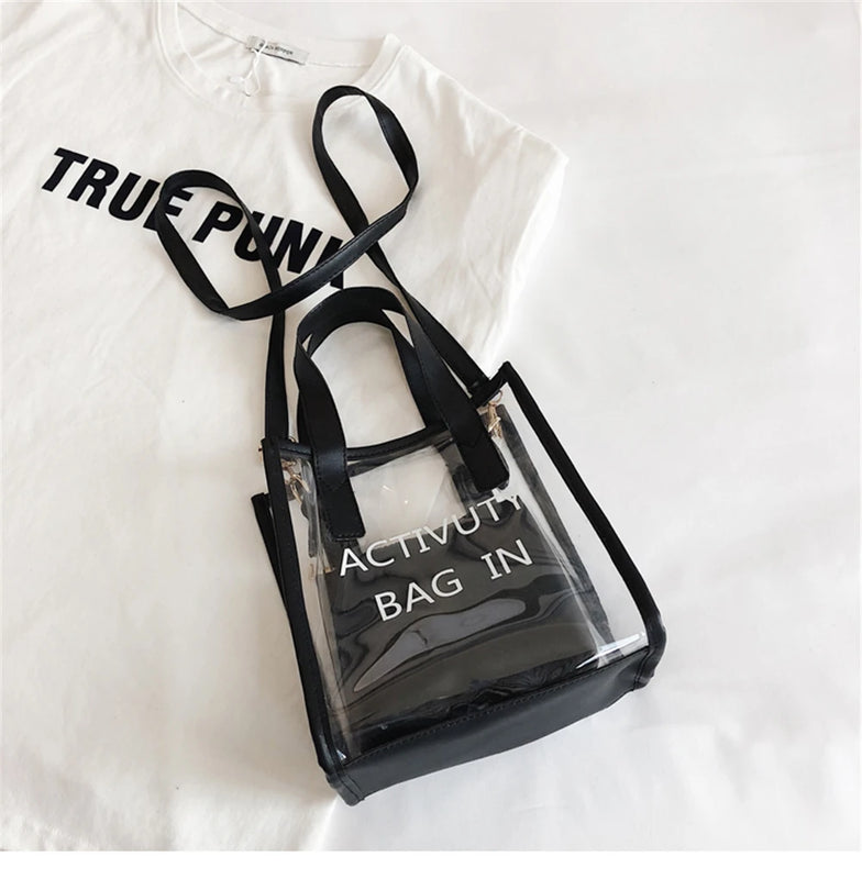 Women Transparent Shoulder Bag Composite Tote