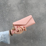 Gray Red Long Clutch Wallet Soft PU Leather Money Bag