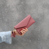 Gray Red Long Clutch Wallet Soft PU Leather Money Bag