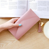 Zipper Clutch Wallet Light Gray Red Soft PU Leather