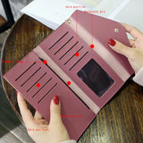 Zipper Long Clutch Wallets Soft PU Leather Money Bag
