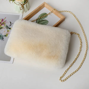 Faux Fur Crossbody Bag Winter Messenger Plush Handbag