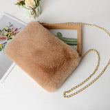 Faux Fur Crossbody Bag Winter Messenger Plush Handbag