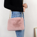 Faux Fur Crossbody Bag Winter Messenger Plush Handbag