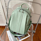 Women Leather Backpack Vintage Style Solid Bagpack Girls Preppy