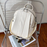 Women Leather Backpack Vintage Style Solid Bagpack Girls Preppy