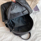 Women Leather Backpack Vintage Style Solid Bagpack Girls Preppy
