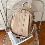 Women Leather Backpack Vintage Style Solid Bagpack Girls Preppy