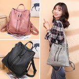 Multifunction Women Leather Backpack Female Shoulder Bag
