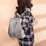 Multifunction Women Leather Backpack Female Shoulder Bag