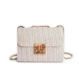 Female Straw Woven Shoulder Bag Chain Handbag Summer Crossbody Satchel Bags