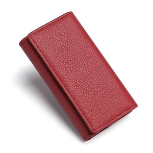 Cowhide Leather Top Layer Cow Skin Lychi Pattern Wallet Zipper
