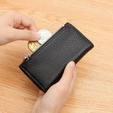 Cowhide Leather Top Layer Cow Skin Lychi Pattern Wallet Zipper