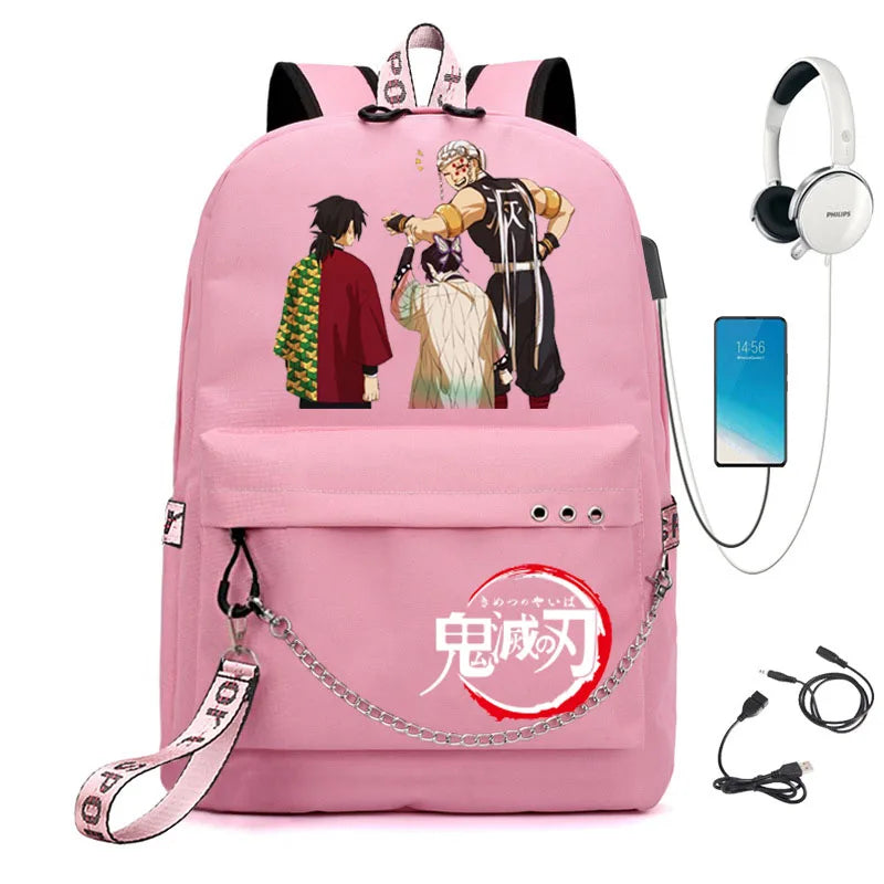 USB Rechargeable Ghost Slayer Demon Slayer Girl School Bag