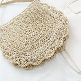 Vintage Woven Half Round Straw Beach Bag Bohemian Crossbody Rattan Bag