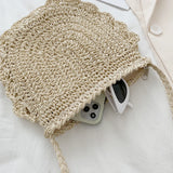 Vintage Woven Half Round Straw Beach Bag Bohemian Crossbody Rattan Bag