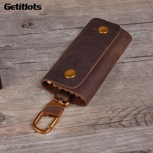 Leather Key Wallet Men Holder Keychain Pouch Purse Housekeeper