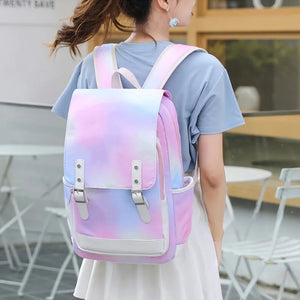 Nylon Student Backpack for Teen Girls Lightweight Travel Bag
