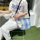 Vintage Retro Bag French Plaid Red Woman Shoulder Bag