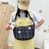 Vintage Retro Bag French Plaid Red Woman Shoulder Bag