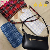 Vintage Retro French Plaid Red Shoulder Bag Women Handbag