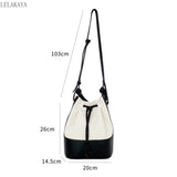 Canvas Stitching Bucket Bag Casual Shoulder Bag