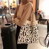 Japanese Style Knitted Leopard Shoulder Bag