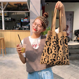 Japanese Style Knitted Leopard Shoulder Bag