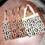 Japanese Style Knitted Leopard Shoulder Bag