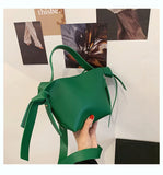 Texture Portable Bucket Ins Knotted Bow Tote Women's Single Shoulder Crossbody C