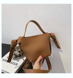 Texture Portable Bucket Ins Knotted Bow Tote Women's Single Shoulder Crossbody C