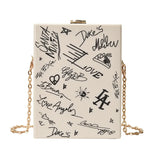 Chain Shoulder Bag Party Clutch Cartoon Printed Acrylic Box Lady Wallet Handbag