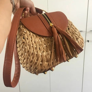 Bohemian Tassel Straw Crossbody Bag for Women