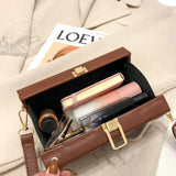 Retro Small Wallet Box Check Shoulder Bag PU Leather Crossbody Messenger Bag