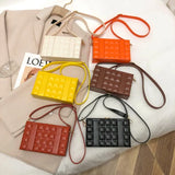 Retro Small Wallet Box Check Shoulder Bag PU Leather Crossbody Messenger Bag