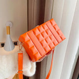 Retro Small Wallet Box Check Shoulder Bag PU Leather Crossbody Messenger Bag