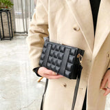 Retro Small Wallet Box Check Shoulder Bag PU Leather Crossbody Messenger Bag