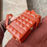 Retro Small Wallet Box Check Shoulder Bag PU Leather Crossbody Messenger Bag