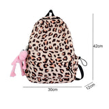 Leopard Print Women Backpack College Girls School Bag