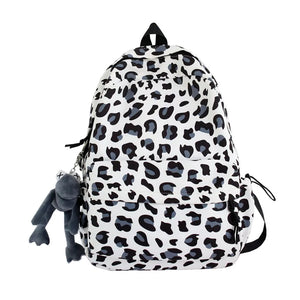 Leopard Print Women Backpack College Girls School Bag