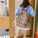 Leopard Print Women Backpack College Girls School Bag