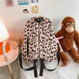 Leopard Print Women Backpack College Girls School Bag