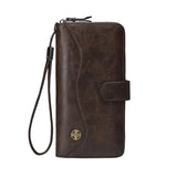 Men's Leather Zipper Clutch Purse Hand Strap Business Purses